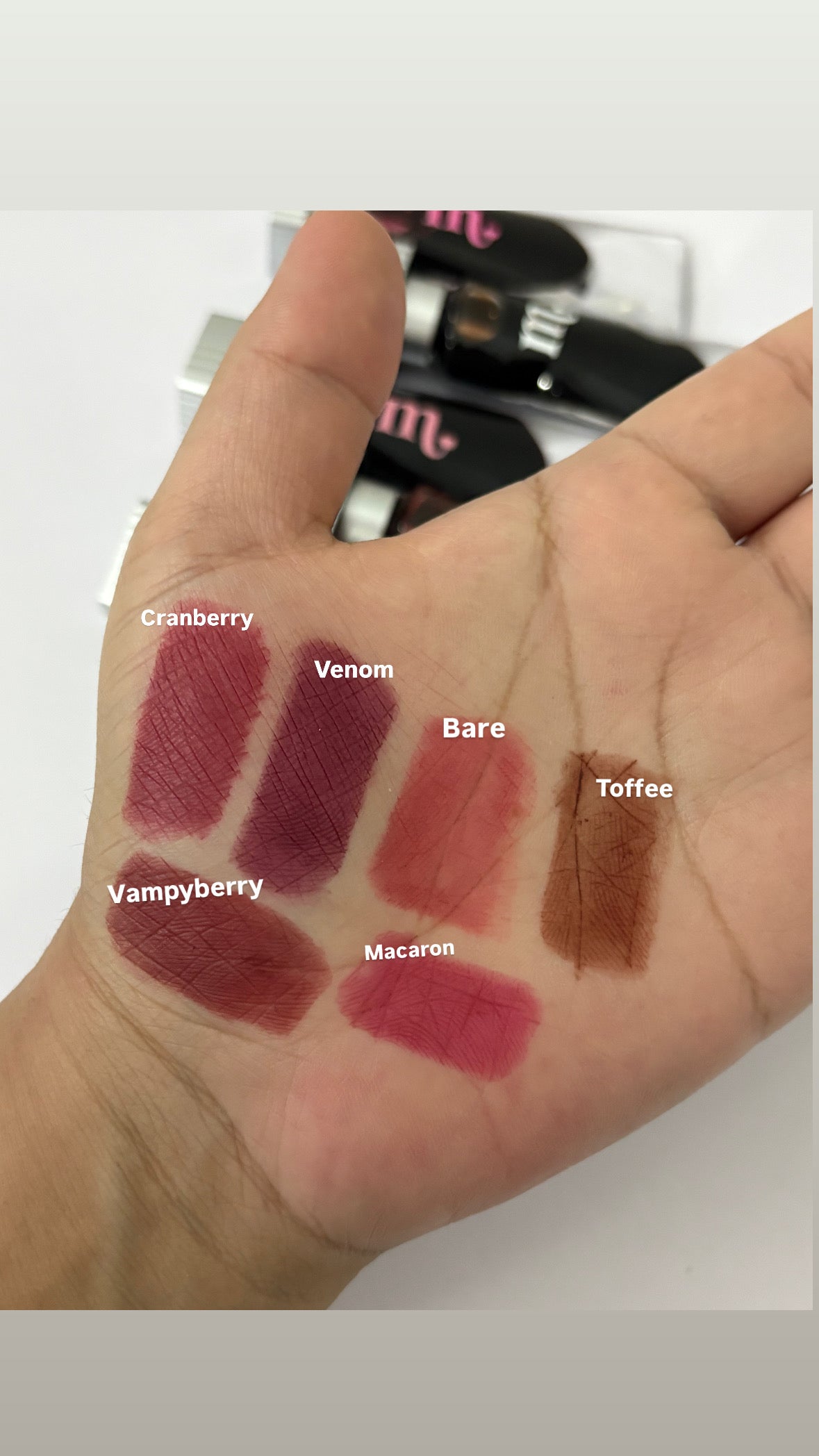 THE TINT WARDROBE ( includes toffee + cranberry + vampyberry+ bare+ macaron + venom water tints )