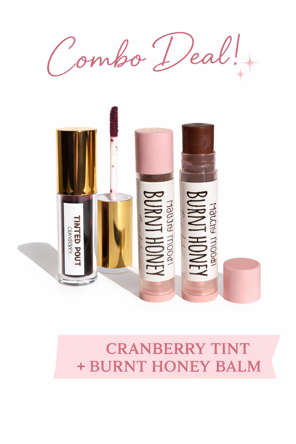 CRAZY DUO ( cranberry water tint + burnt honey lip balm)
